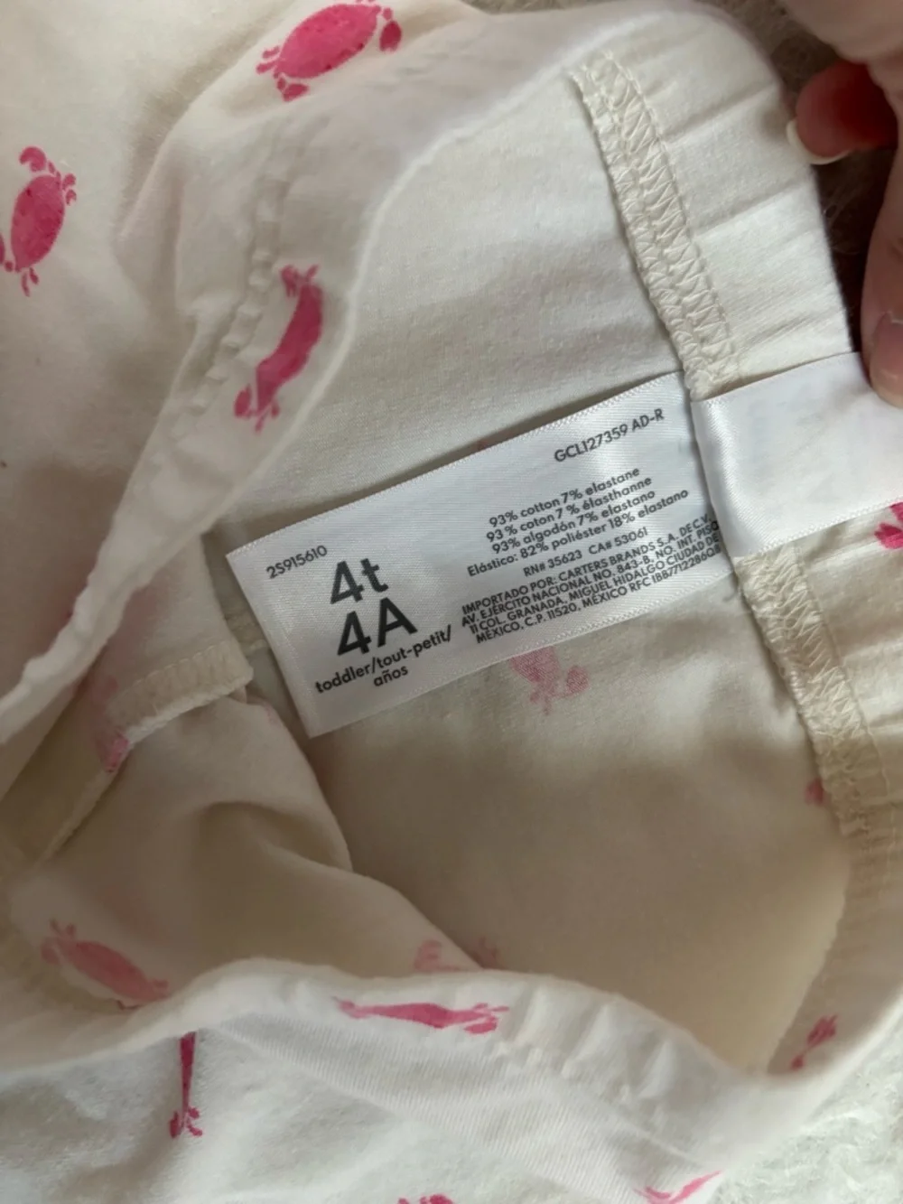 Carter's Girls’ White and Pink Crab Summer Set, Ruffle Tank & Biker Shorts - Picture 3 of 4